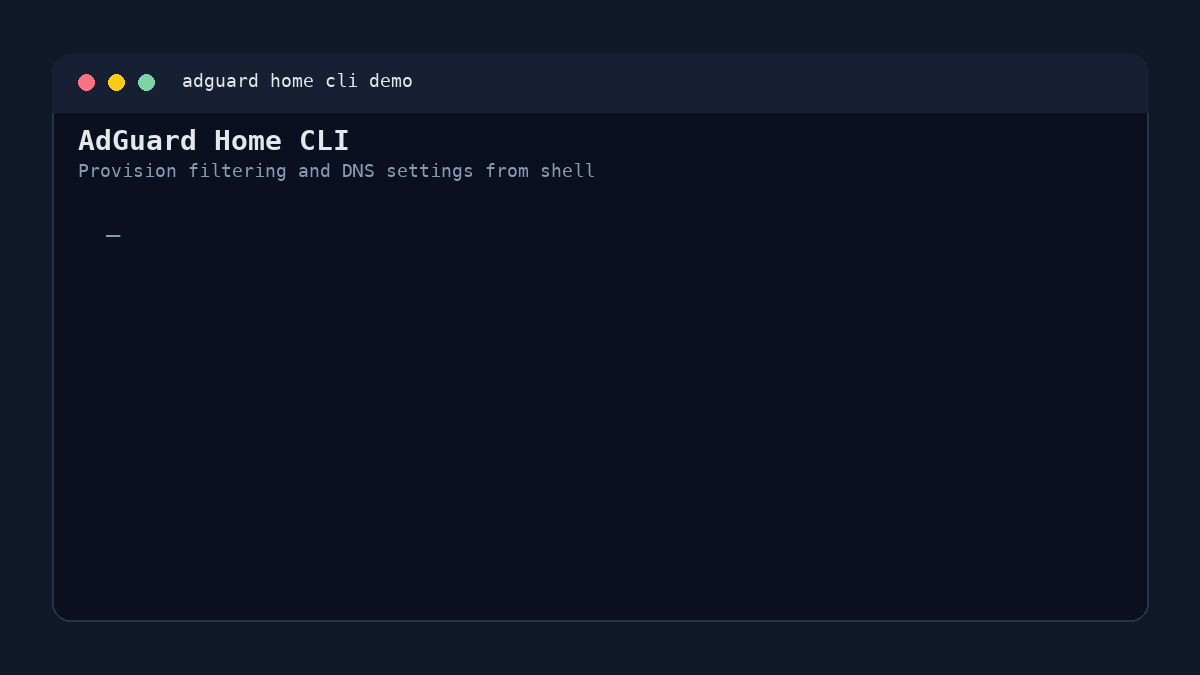 AdGuard Home CLI terminal demo