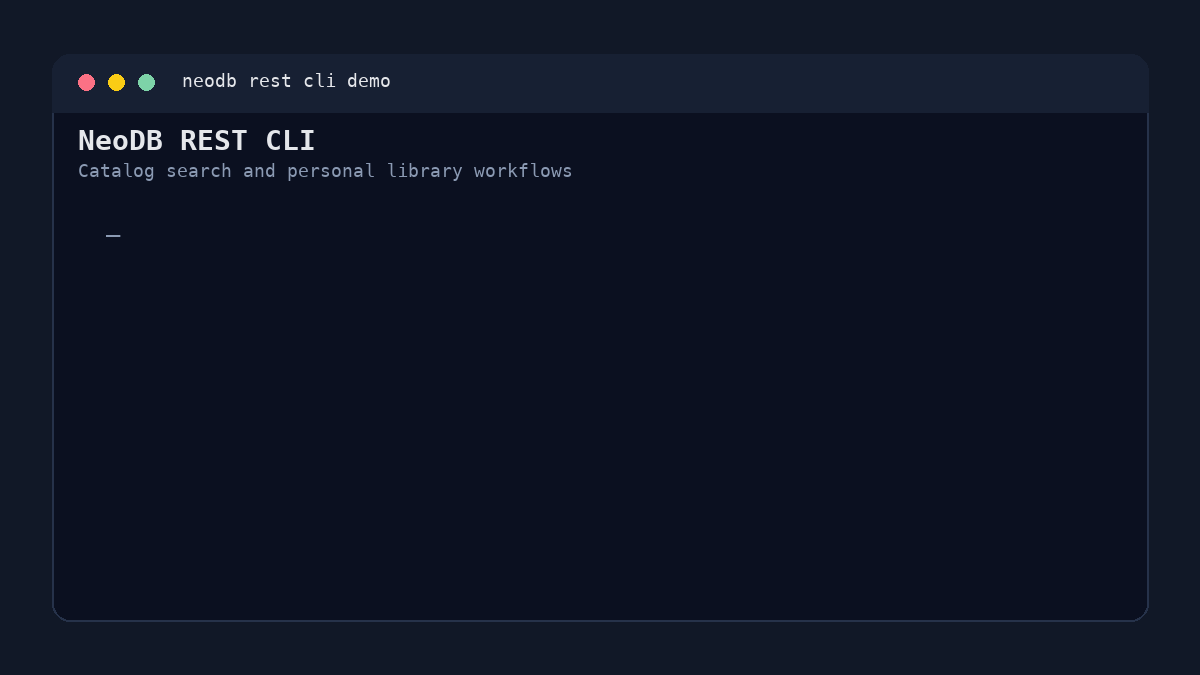 NeoDB REST CLI terminal demo