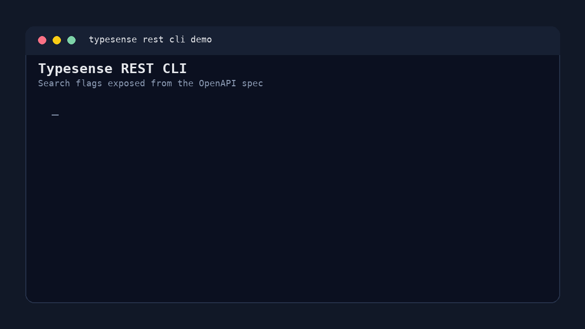 Typesense REST CLI terminal demo